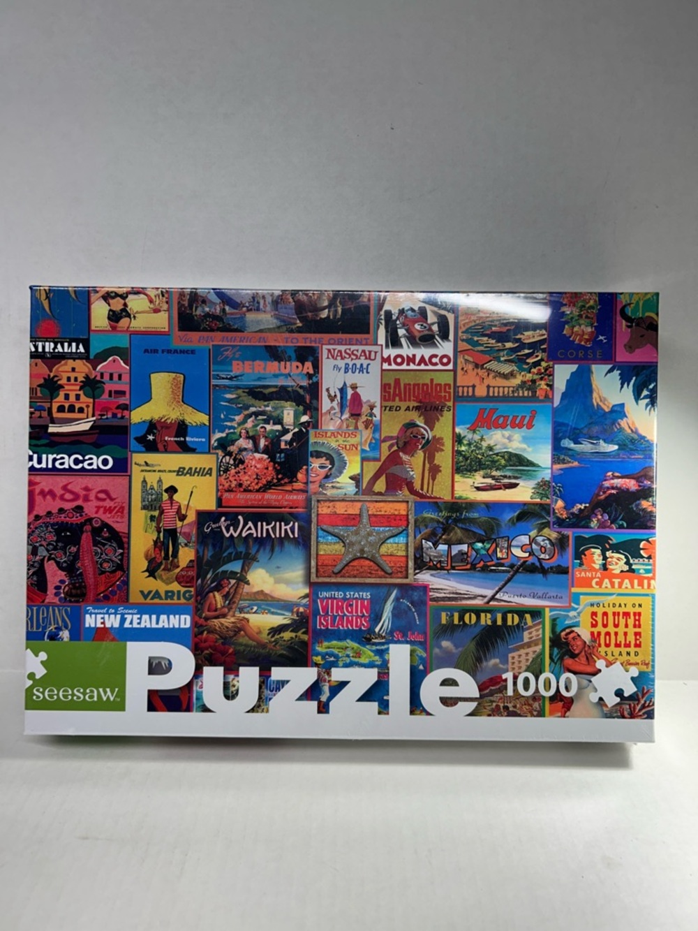 Seesaw Colorful Travel Poster 1000-Piece Puzzle - Multi